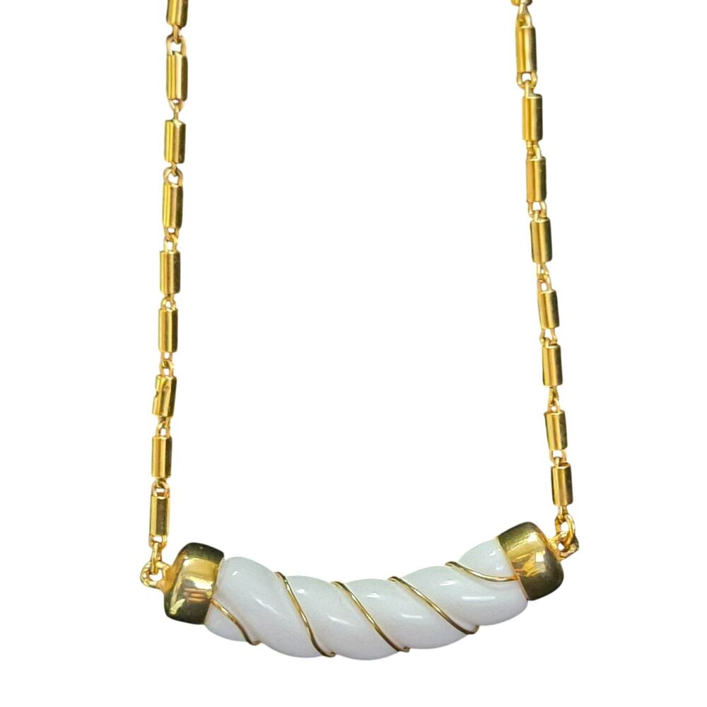 Vintage Monet 1960's White Lucite and Goldtone Necklace
